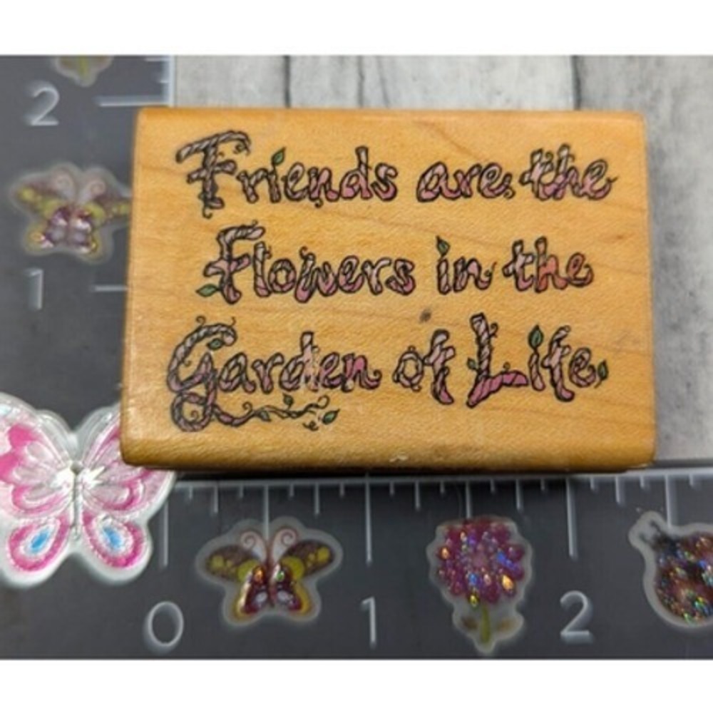 Comotion Friends Are The Flowers Garden Life Rubber Stamp Wood #A50